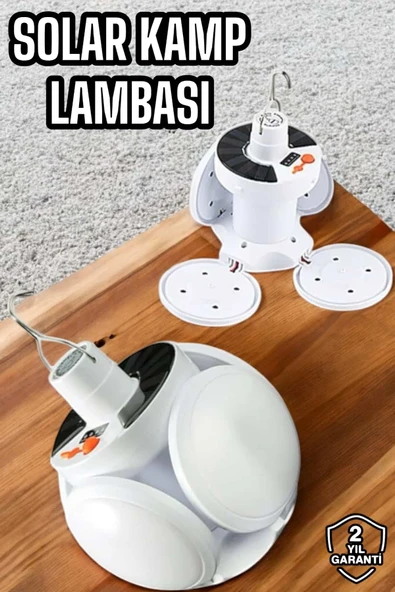 Kamp Lambası Işıldak Beyaz Işık Güneş Enerjili Solar Aydınlatma 5 Kanatlı Katlanabilir ürün görseli 1