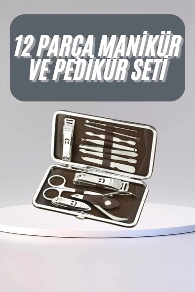 12 Parça Manikür Pedikür Seti Tırnak Bakımı Nasır Temizleme El Ayak Bakımı ürün görseli 1