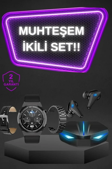 Kablosuz Bluetooth Bağlantılı Kulaklık ve Dokunmatik Ekran Akıllı Saat Arama Cevaplama ürün görseli 1