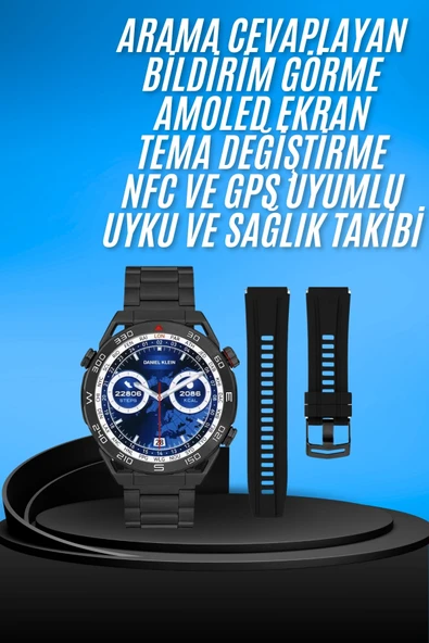 Akıllı Saat Çelik Kordonlu Amoled Ekran Android ve İOS Uyumlu Çağrı Cevaplayabilen ürün görseli 1