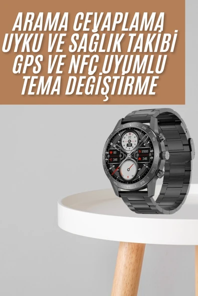 Akıllı Saat Çelik Kordon Çağrı Cevaplama Amoled Ekran Titreşimli Uyku ve Sağlık Takibi ürün görseli 1