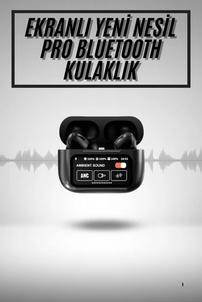 Yeni Nesil ANC Özellikli Çağrı Cevaplayan Dokunmatik Ekranlı Bluetooth Kulaklık Siyah ürün görseli 1