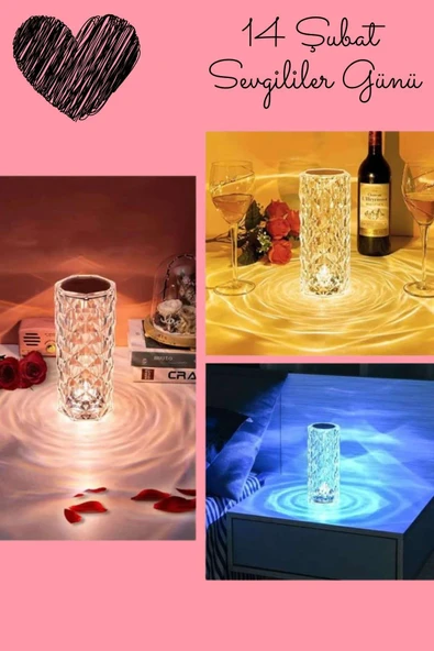 Sevgililer Gününe Özel Romantik Kristal Gece Lambası Sevgiliye Hediye ürün görseli 1
