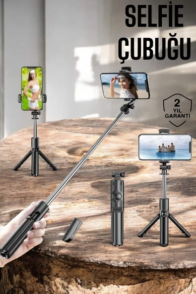 Kumandalı Tripod Telefon Tutucu Selfie Çubuğu 360 Derece Dönebilen ürün görseli 1