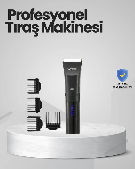 Şarjlı Tıraş Makinesi –Dijital Ekranlı, Hızlı Şarjlı, Profesyonel Kesim Seti ürün görseli 1