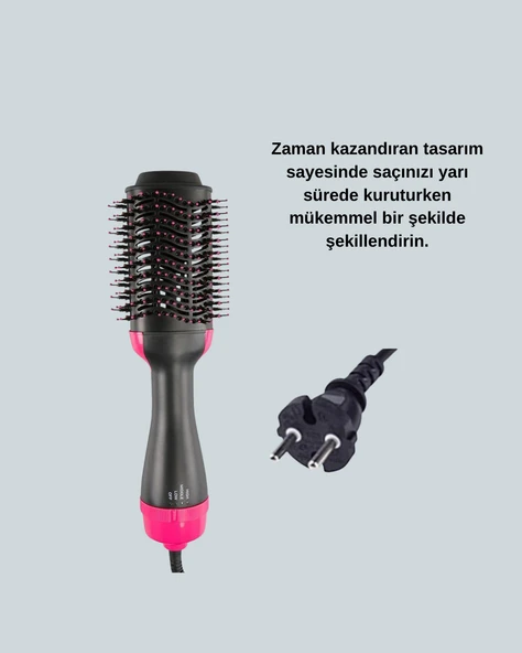 Negatif İyon Teknolojili Saç Kurutma ve Şekillendirme Fırçası ürün görseli 1