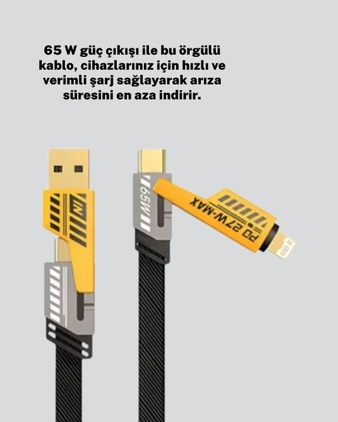 Akıllı Telefon Tablet Laptop Uyumlu 65W Güçlü Veri Kablosu ürün görseli 1