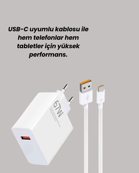 67W Hızlı Şarj Cihazı Yüksek Isı Dayanımlı Type-C Set ürün görseli 1