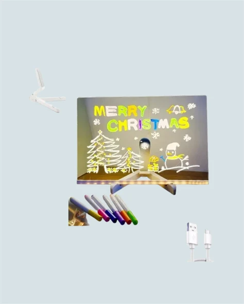LED Aydınlatmalı Şeffaf Mesaj Tahtası – 30x20 cm, Neon Etkili Yazılar İçin Tasarlandı ürün görseli 1