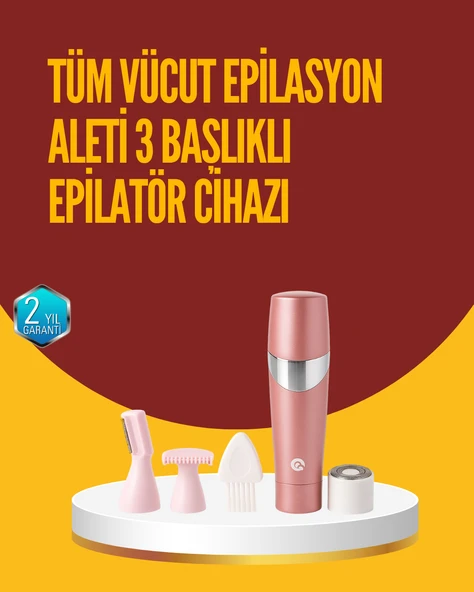 Acısız ve Hassas Tüy Temizleme Cihazı – 3 Başlıklı ürün görseli 1