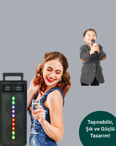 Şarjlı Işıklı Bluetooth Hoparlör | USB, AUX, TF Kart ve Radyo Destekli ürün görseli 1
