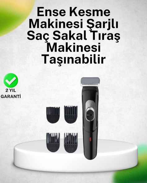 Paslanmaz Bıçaklı, Şarjlı ve Sessiz Saç Sakal Kesme Makinesi – Ev Kullanımı İçin İdeal ürün görseli 1