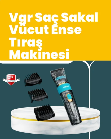 VGR V-695 Saç ve Sakal Kesme Makinesi LED Ekranlı 5 Uzunluk Ayarı ürün görseli 1