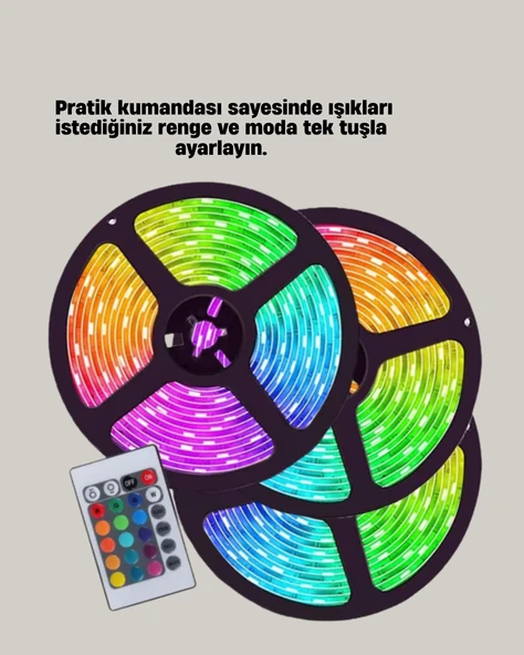 Müziğe Duyarlı Renkli Smart Şerit LED Işık USB Bağlantılı Ambiyans Aydınlatma ürün görseli 1