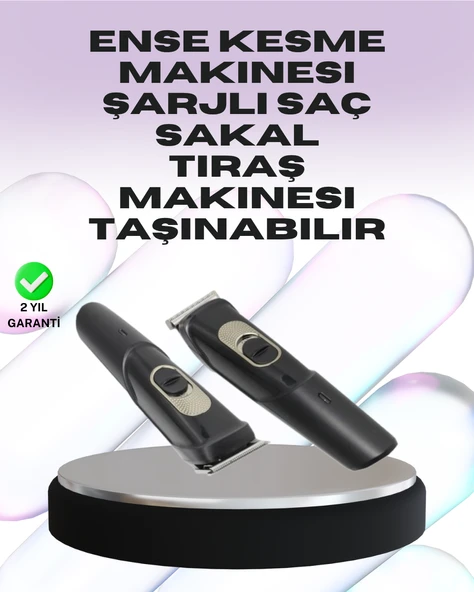 Sessiz Motorlu, Kablosuz Kullanımlı Şarjlı Saç ve Sakal Kesme Makinesi – Taraklı Set ürün görseli 1