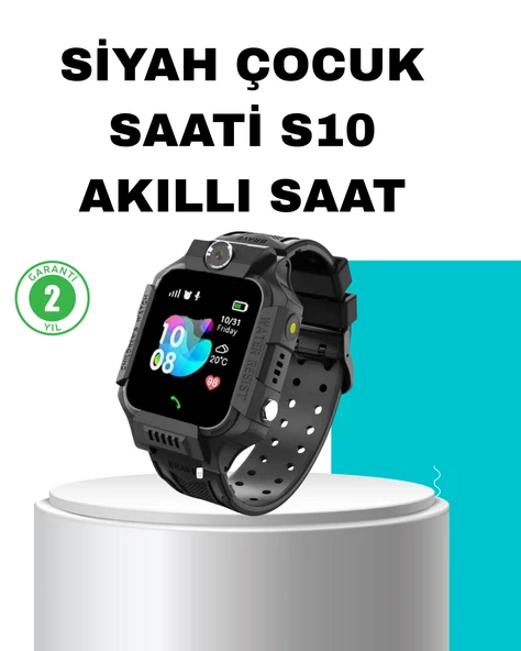 S10 Siyah Akıllı Çocuk Saati Konum Takip ve Güvenlik Özellikli ürün görseli 1