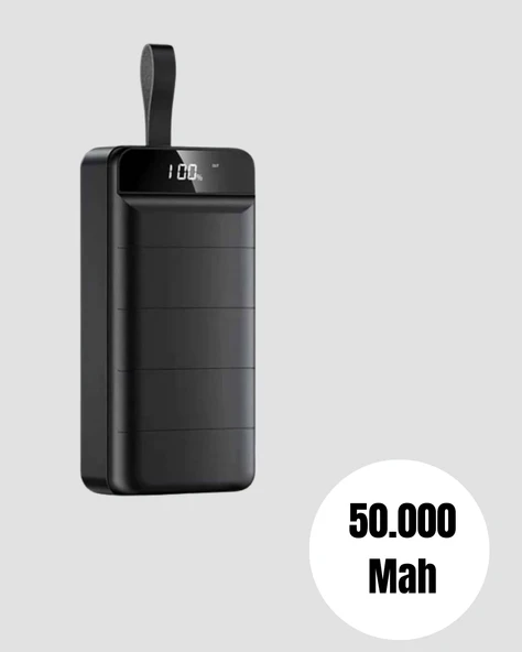 Yüksek Kapasiteli 50.000 mAh Powerbank – Type-C, Lightning ve Micro USB Uyumlu, Çoklu Cihaz Şarj Özellikli ürün görseli 1