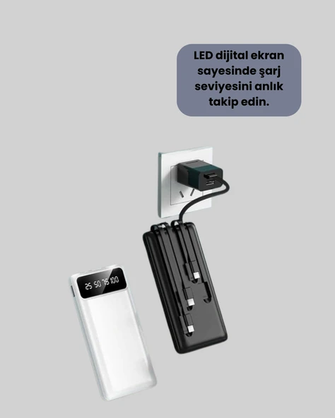 Akıllı LCD Ekranlı 20.000mAh Powerbank PD + USB + Type-C ürün görseli 1