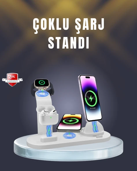 iPhone, AirPods ve Akıllı Saat Uyumlu Çoklu Şarj Cihazı ürün görseli 1
