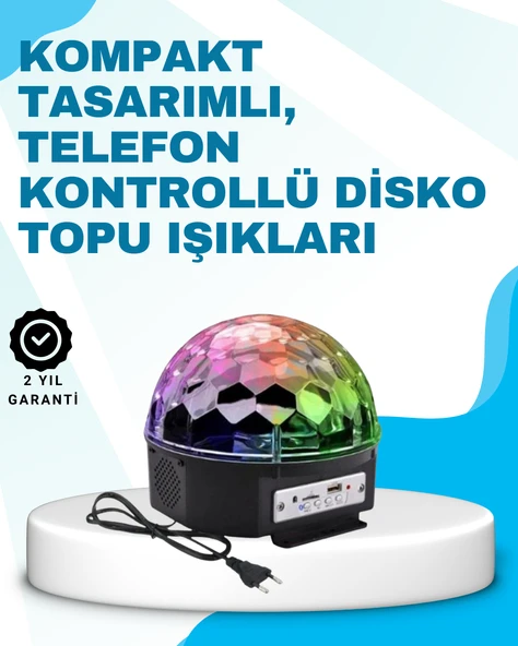 Bluetooth Bağlantılı Renkli Masaüstü Disko Topu Işık Gösterisi ürün görseli 1