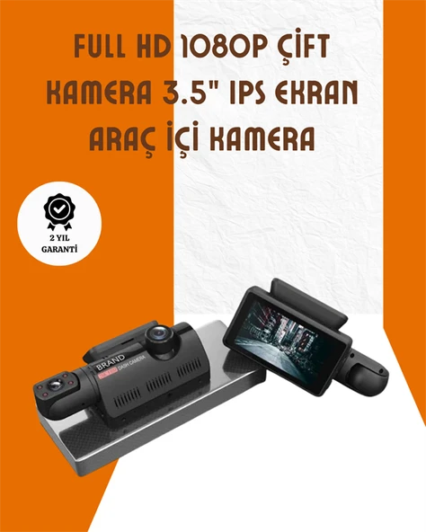Araç İçi ve Ön Kameralı 3 İnç IPS Ekranlı Full HD Güvenlik Kamerası ürün görseli 1