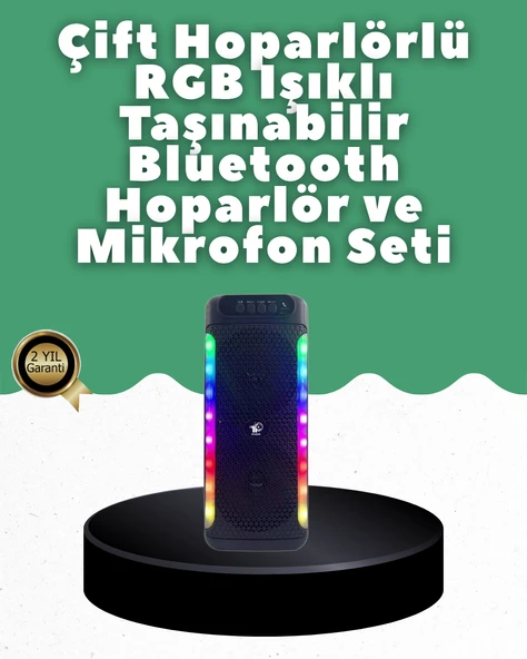 Yüksek Ses Güçlü Kablosuz Hoparlör  Karaoke Mikrofonlu ürün görseli 1