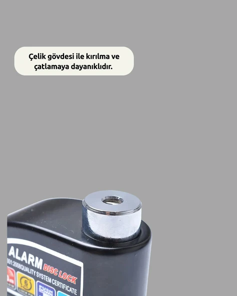 Suya Dayanıklı 110dB Alarmlı Çelik Disk Kilidi - Resim 2