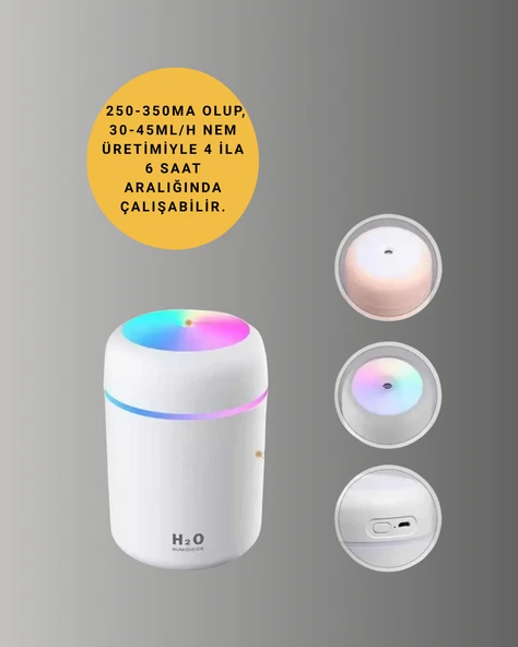 LED Işıklı Sessiz Masaüstü Nemlendirici – 3 Buhar Modu ürün görseli 1