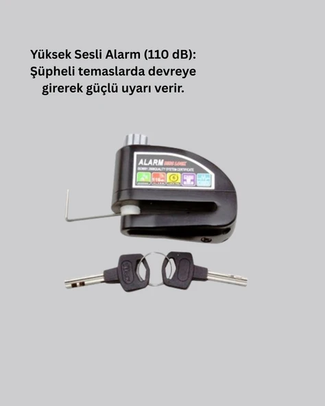 Disk Fren Kilidi Alarmlı Anti Hırsızlık Motosiklet Scooter Bisiklet ürün görseli 1