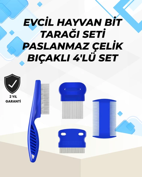 Uzun ve Kısa Tüylü Hayvanlara Özel Bit Tarağı ve Tüy Temizleme Seti ürün görseli 1
