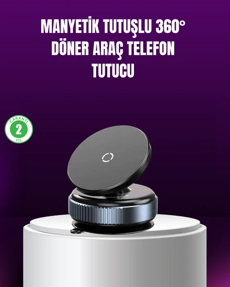 Araç İçi Manyetik Telefon Tutucu 360° Döner Vakumlu Stand ürün görseli 1