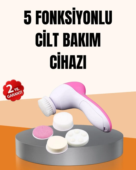 Derin Temizleme ve Masaj İçin 5 Başlıklı Yüz Cilt Bakım Aleti ürün görseli 1