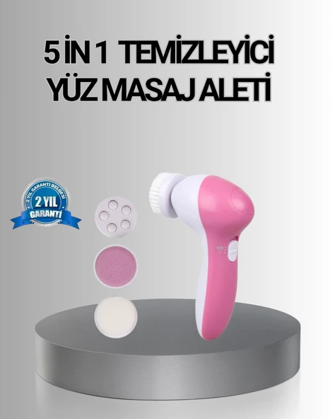 5 Başlıklı Yüz Masaj Aleti – Cilt Temizleme, Peeling, Siyah Nokta ve Gözenek Bakımı ürün görseli 1