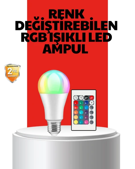 RGB Uzaktan Kumandalı LED Ampul 16 Renkli A Kalite Orijinal ürün görseli 1