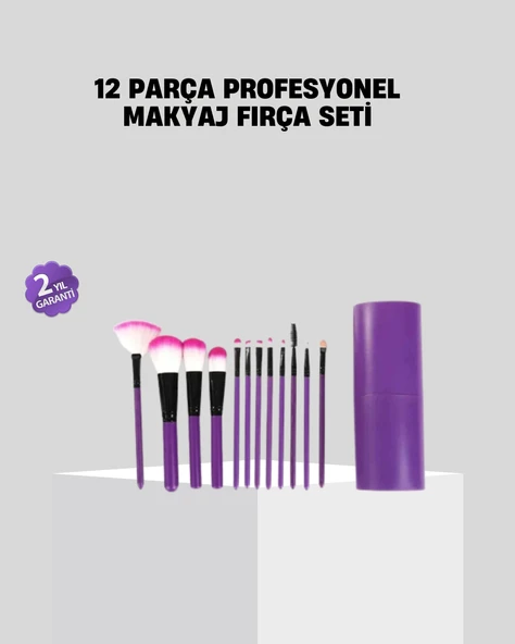 12’li Profesyonel Makyaj Fırça Seti Ultra Yumuşak Sentetik Kıllı ürün görseli 1
