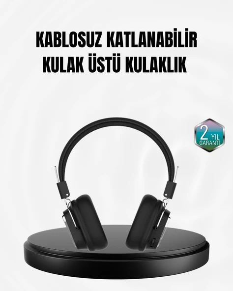 Kablosuz Bluetooth Kulak Üstü Kulaklık Kristal Ses Kalitesi ve Ergonomik Yapı ürün görseli 1