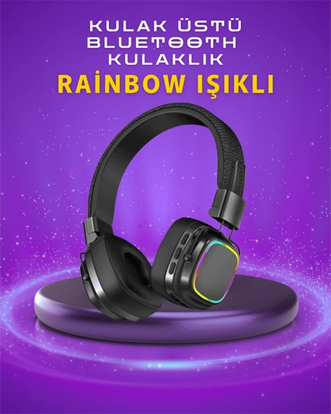 Renkli Işık Efektli Bluetooth 5.3 Müzik Kulaklığı ürün görseli 1