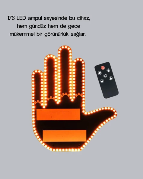 El Hareketiyle Kontrol Edilen 176 LED Amber Güvenlik Lambası ürün görseli 1