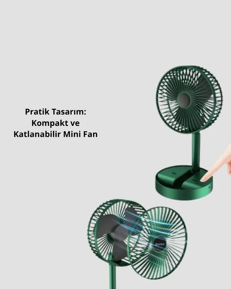 Katlanabilir Mini Fan – 3 Kademeli Soğutma, Şarjlı ürün görseli 1