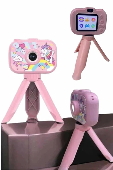 Çocuklara Özel Ayaklı Mini Fotoğraf Makinesi Dijital LCD Ekran ürün görseli 1