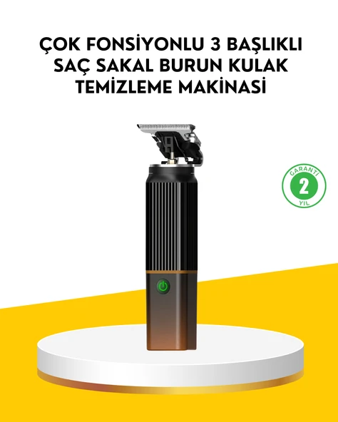 3’ü 1 Arada Şarjlı Erkek Bakım Seti – Saç, Sakal ve Burun Tüyü Kesme Makinesi ürün görseli 1