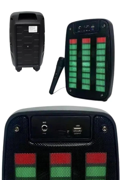 Taşınabilir 6.5 inç LED Bluetooth Kareoke Hoparlör RGB Işıklı Radyolu ürün görseli 1