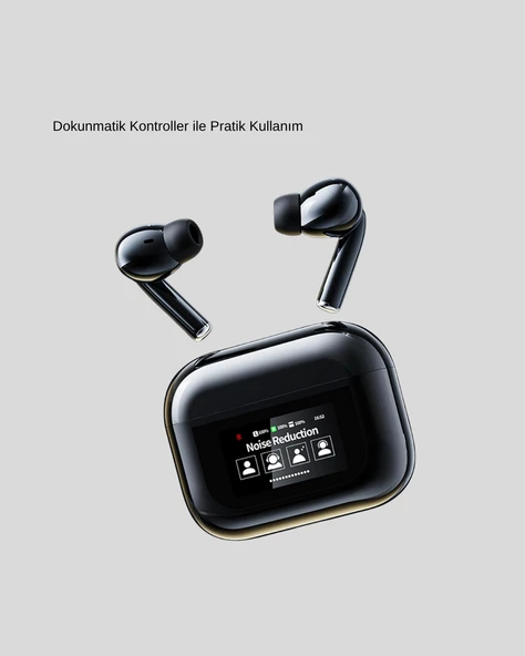 Aktif Gürültü Engelleme (ANC) Kablosuz Bluetooth Kulaklık – Dijital Ekranlı, Dokunmatik ve Uzun Pil Ömürlü ürün görseli 1