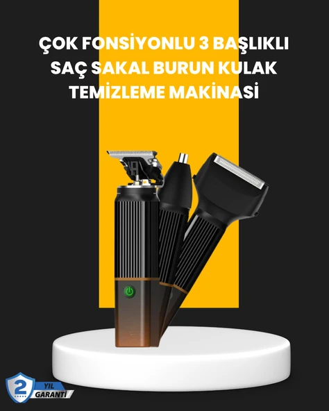 USB-C Şarjlı 3 in 1 Erkek Bakım Cihazı – Sessiz Motorlu Saç ve Sakal Kesme Makinesi ürün görseli 1