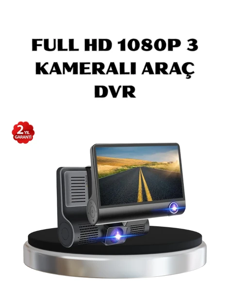 Full HD Araç Kamerası 3’lü 4.0” Ekranlı ve HDR Gece Görüşlü ürün görseli 1