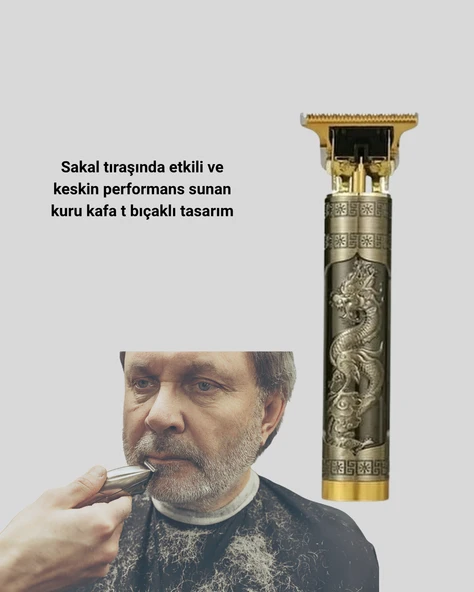 Profesyonel Çizik Tıraş Makinesi – T Çelik Bıçaklı, 120 Dakika Şarjlı Kullanım, 3 Başlıklı ürün görseli 1