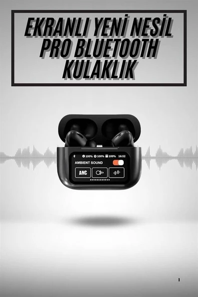 Yeni Nesil ANC Özellikli Çağrı Cevaplayan Dokunmatik Ekranlı Bluetooth Kulaklık Siyah ürün görseli 1