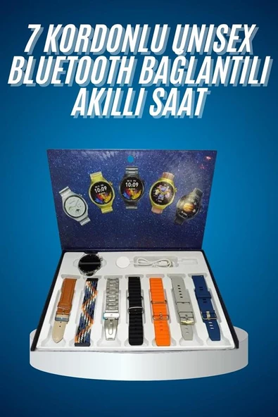 Unısex Yuvarlak Ekranlı 7 Kordonlu Akıllı Saat GPS Destekli Çoklu Kordon Seçeneği ürün görseli 1