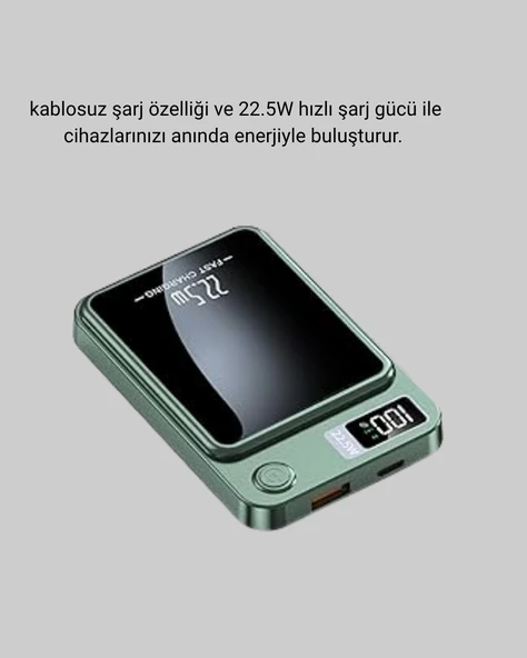 MagSafe Powerbank 22.5W Hızlı Şarjlı ve Kompakt Kablosuz Şarj Cihazı ürün görseli 1