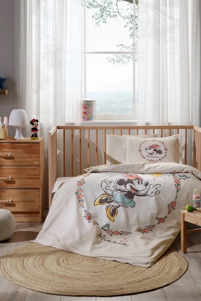 Özdilek Ranforce Lisanslı Bebek Beşik Nevresim Takımı-Minnie Mouse Sunshine ürün görseli 1